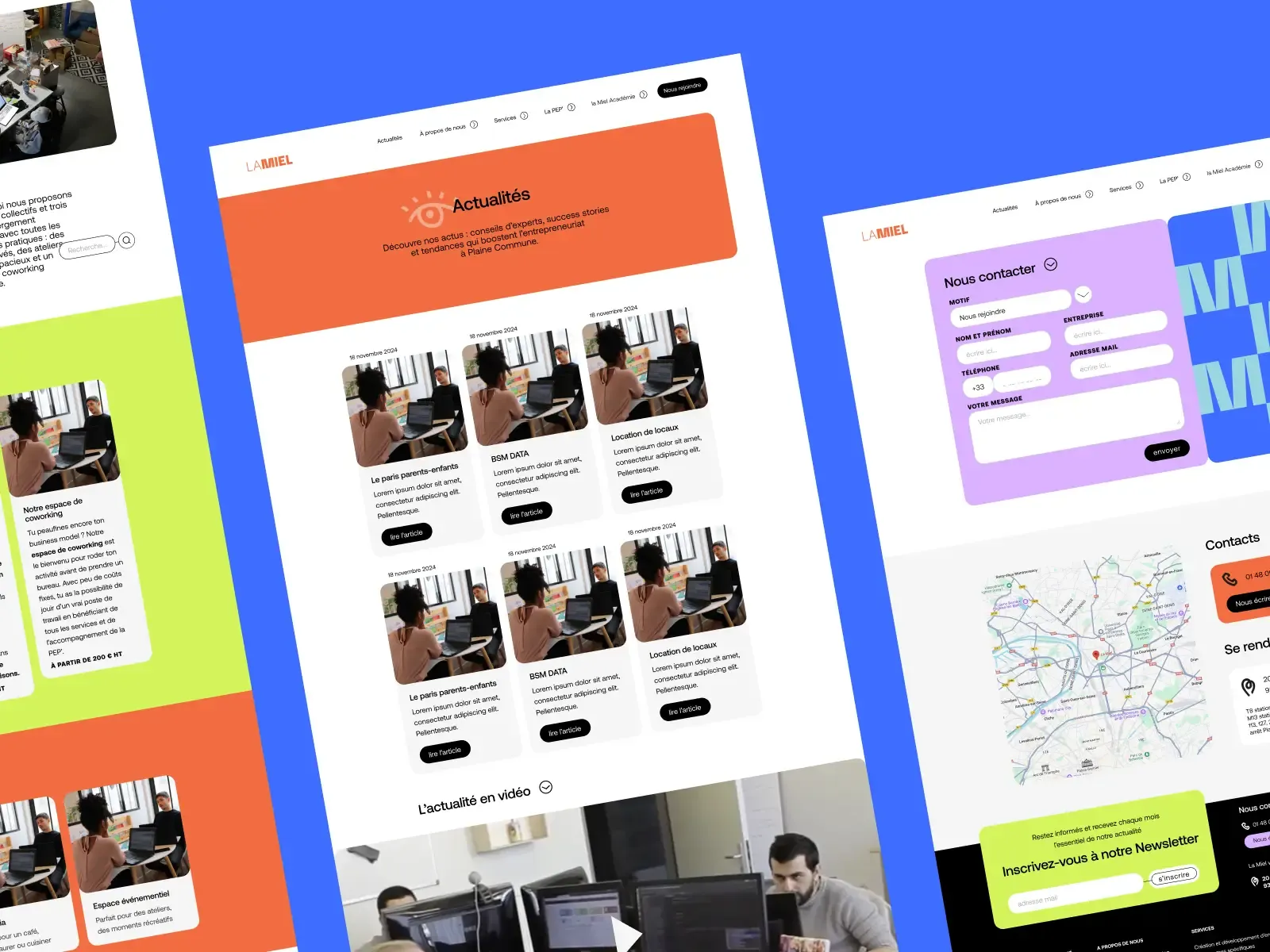 Différentes pages du site de LaMiel