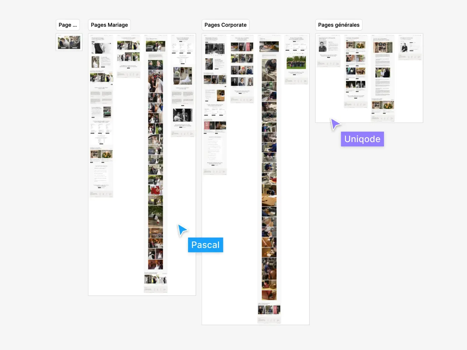 Capture d'écran des maquettes du site vitrine de Pascal sur Figma