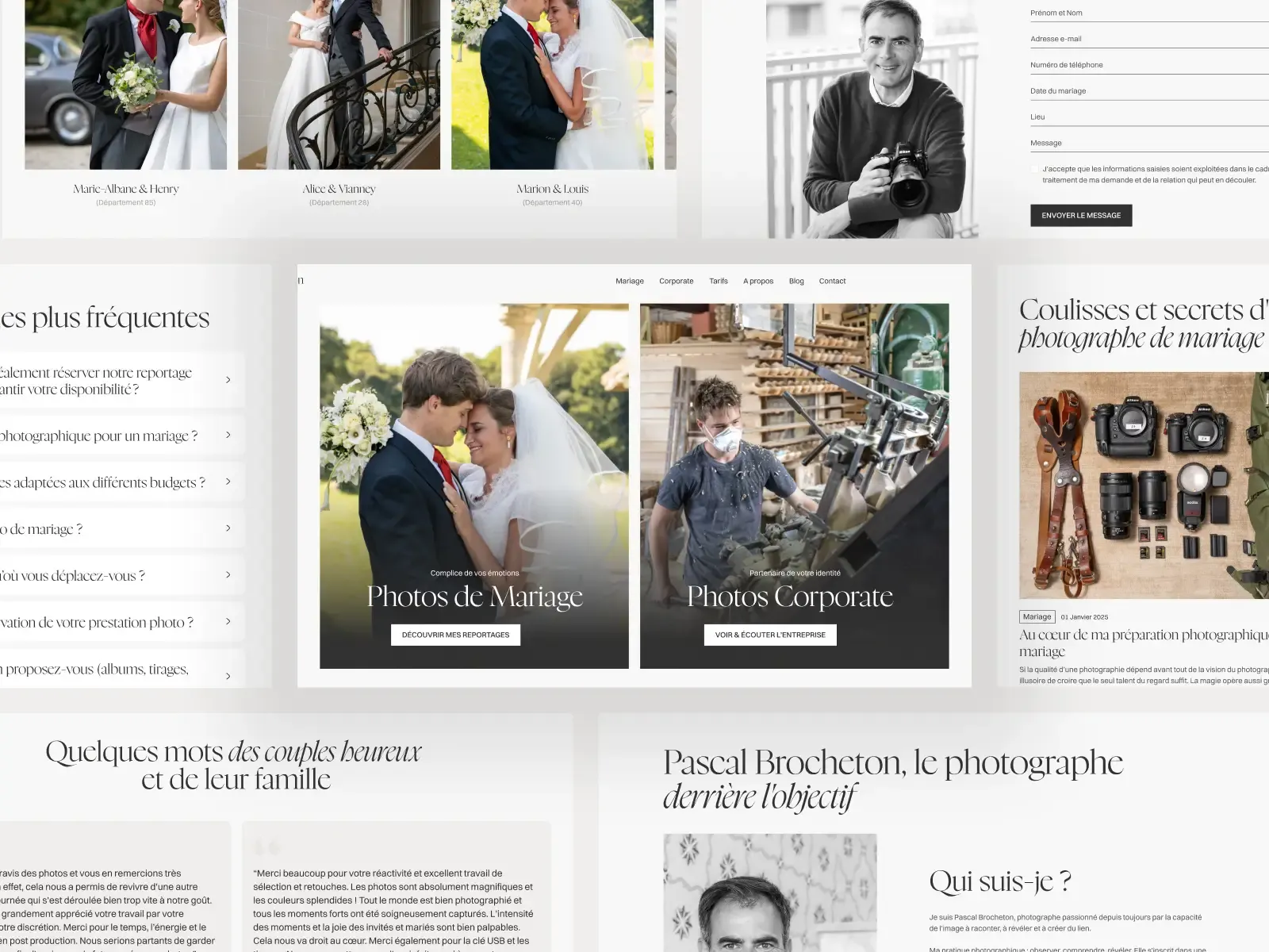 multiples zoom des pages du site de pascal brocheton photographe