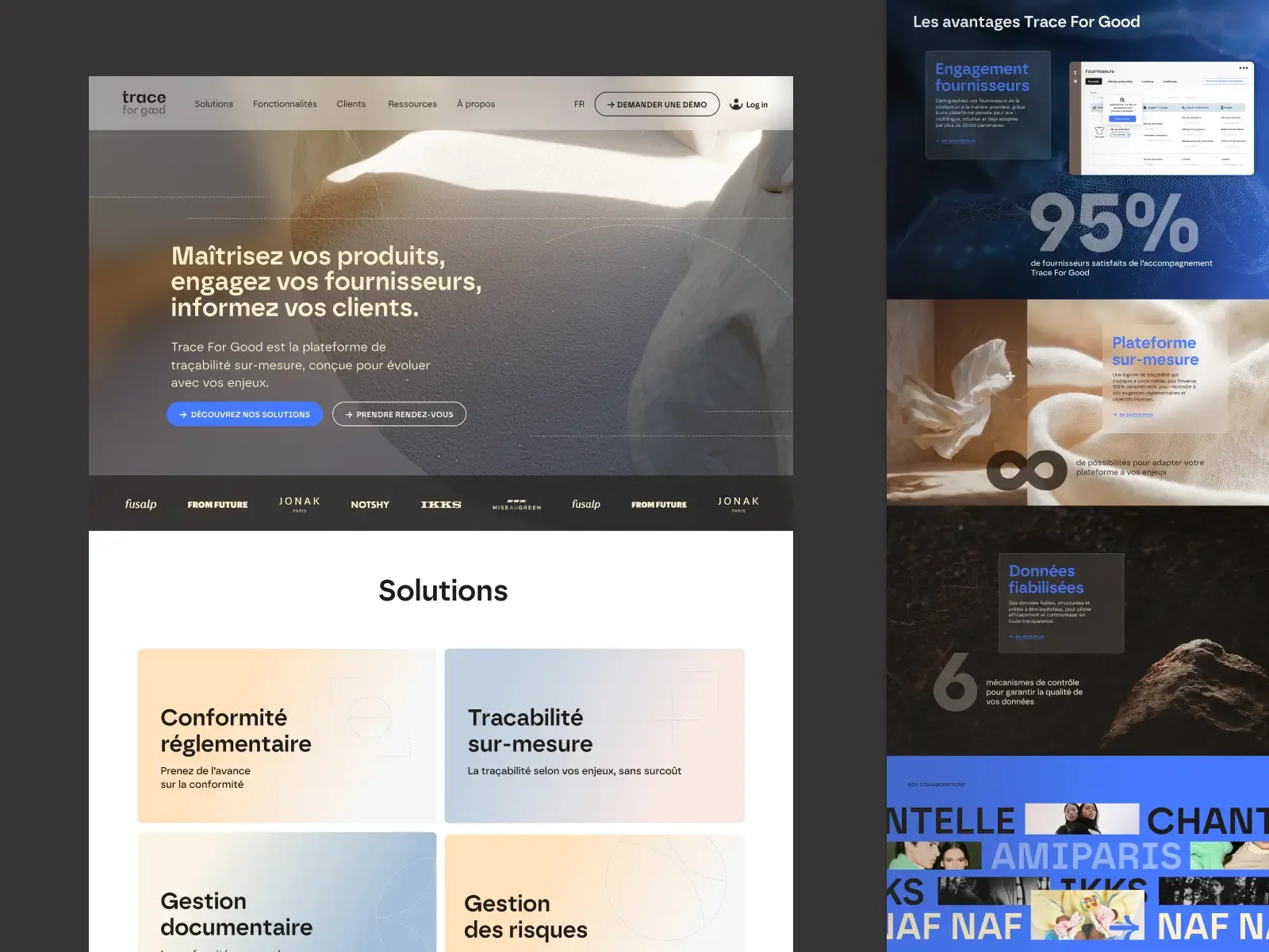 Zoom sur la page d'accueil du site de Trace For Good