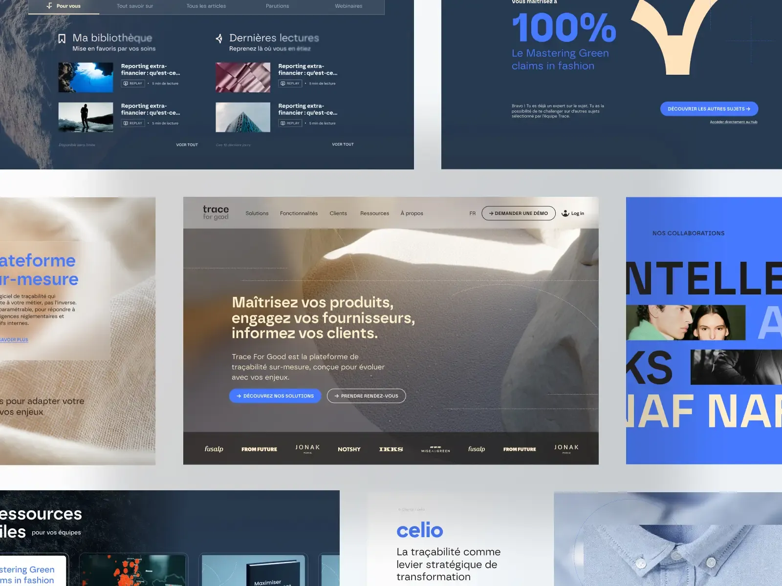 Multiples zooms sur le site de Trace For Good