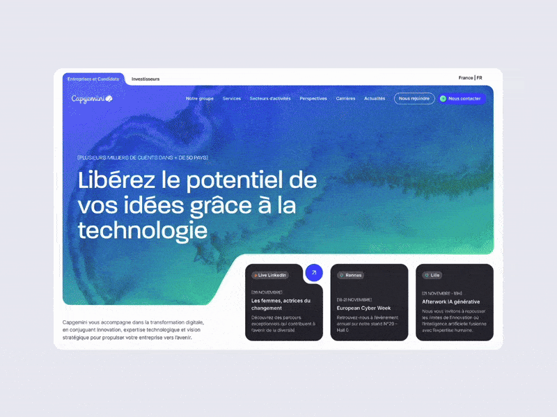Scroll dans le site internet de Capgemini