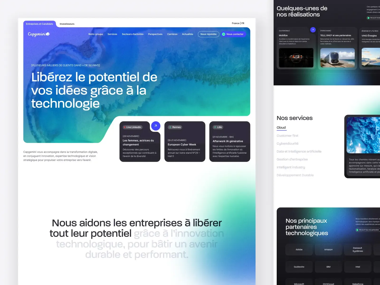 Mockup page d'accueil du site de Capgemini